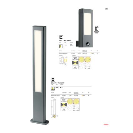 Redo 90125 - LED-Außenleuchte DOLMEN LED/12,44W/230V IP54 Anthrazit
