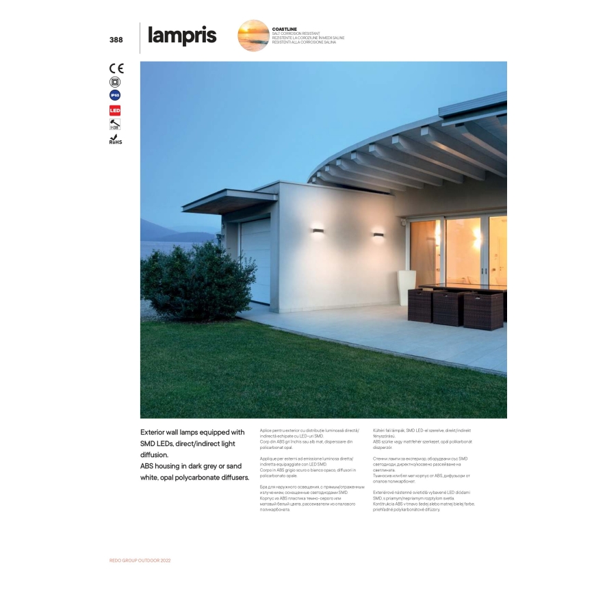 Redo 90153 - LED-Außenwandleuchte LAMPRIS LED/9W/230V IP65