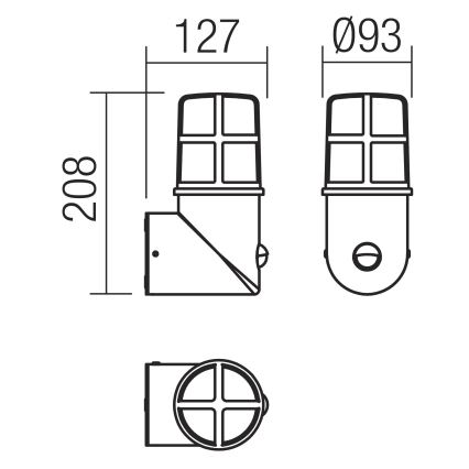 Redo 90201 - Aussen-Wandleuchte mit Sensor TRITON 1xE27/28W/230V IP54 schwarz