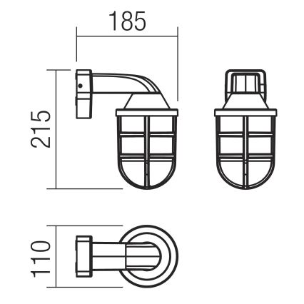 Redo 90206 - Außenwandbeleuchtung CAGE 1xE27/28W/230V IP44 Kupfer