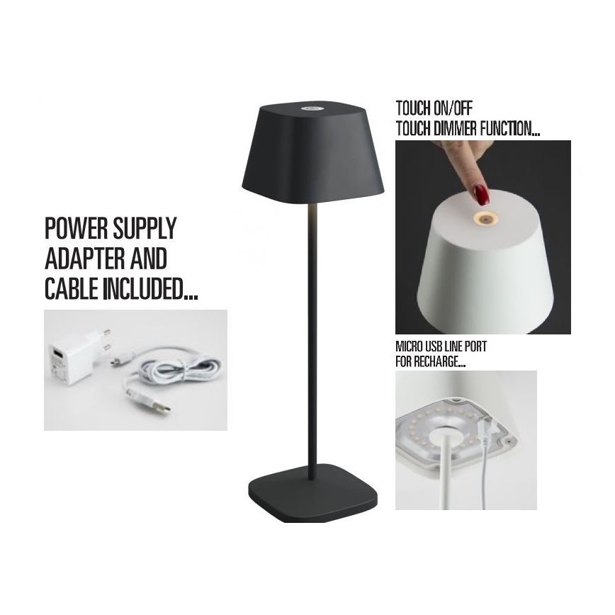Redo 90218 - Dimmbare LED-Außenleuchte LA NUIT LED/2,2W/230V IP65 + USB