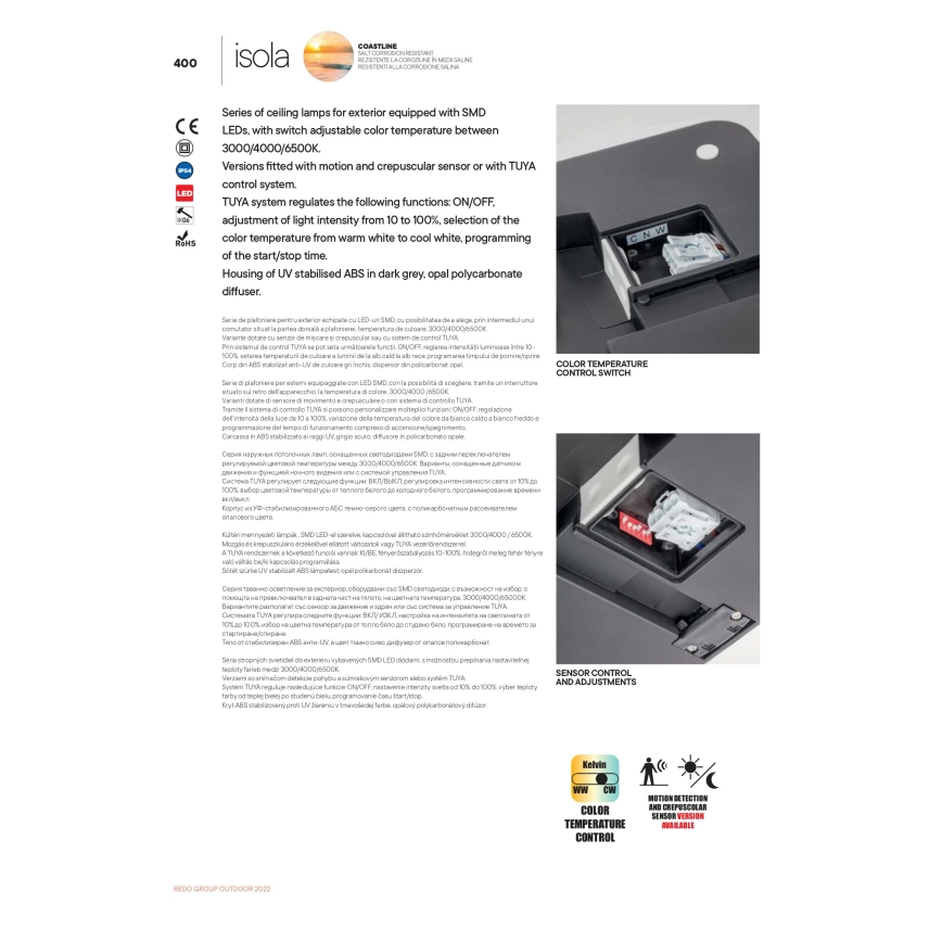 Redo 90288 - LED-Deckenleuchte für den Außenbereich ISOLA LED/24W/230V 26x26 cm 3000/4000/6500K IP54 anthrazit