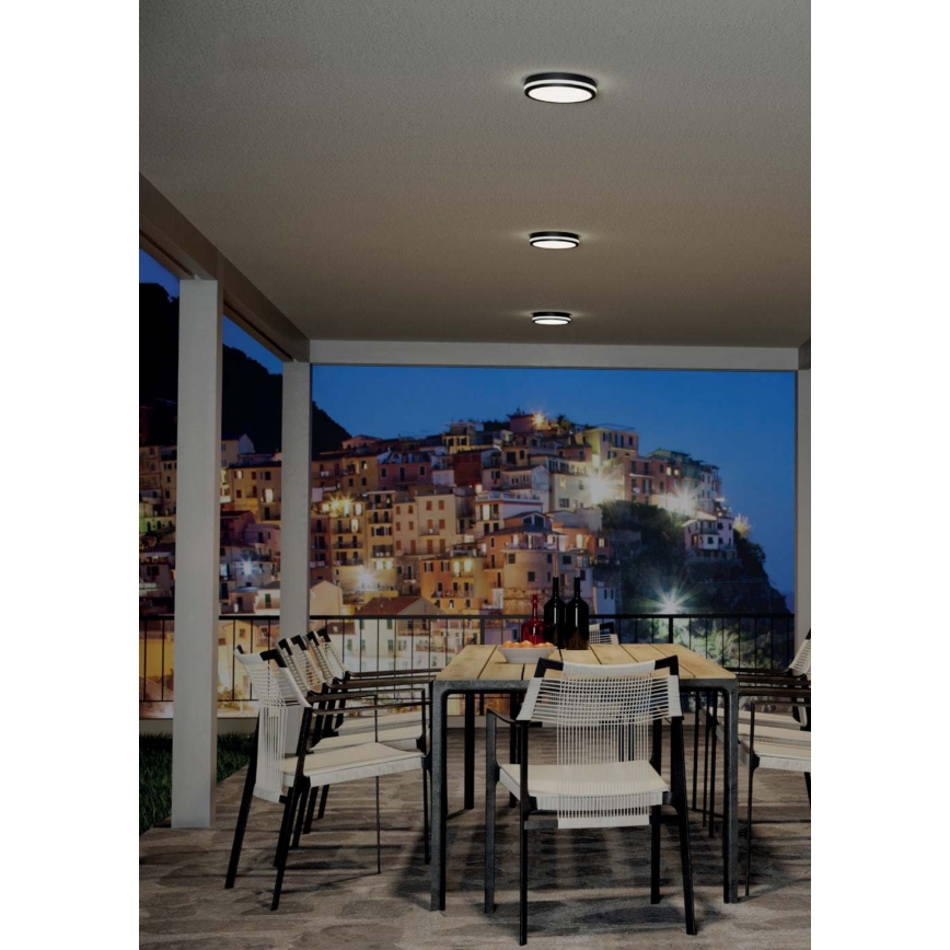 Redo 90290 - LED Außen-Deckenleuchte mit Sensor ISOLA LED/24W/230V Ø 26 cm 3000/4000/6500K IP54 Anthrazit