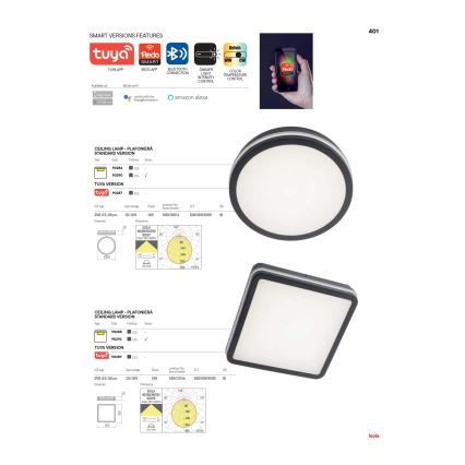 Redo 90290 - LED Außen-Deckenleuchte mit Sensor ISOLA LED/24W/230V Ø 26 cm 3000/4000/6500K IP54 Anthrazit