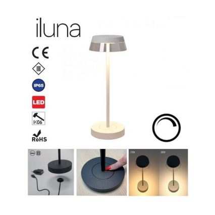 Redo 90306 - Dimmbare LED-Tischlampe mit Touch-Funktion ILUNA LED/2,5W/5V 2700-3000K 3000 mAh IP65 weiß