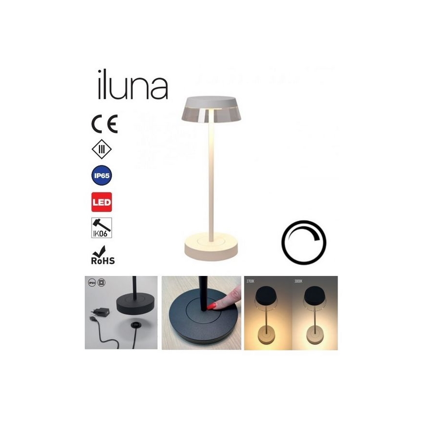 Redo 90306 - LED dimmbare Touch-Tischlampe ILUNA LED/2,5W/5V 2700-3000K 3000 mAh IP65 weiß