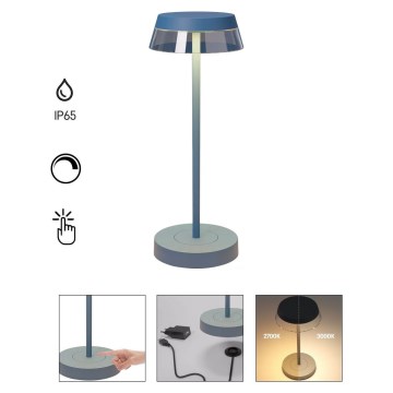 Redo 90310 - Dimmbare LED-Tischleuchte mit Touch-Funktion ILUNA LED/2,5W/5V 2700-3000K 3000 mAh IP65 blau