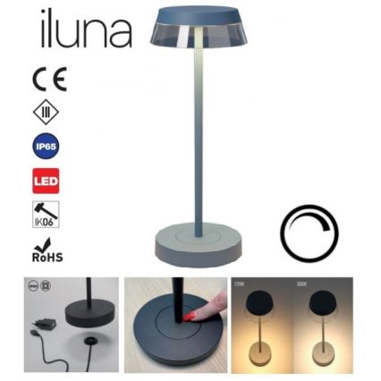 Redo 90310 - LED dimmbare Touch-Tischlampe ILUNA LED/2,5W/5V 2700-3000K 3000 mAh IP65 blau