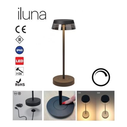 Redo 90312 - Dimmbare LED-Tischlampe mit Touch-Funktion ILUNA LED/2,5W/5V 2700-3000K 3000 mAh IP65 schwarz