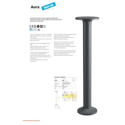 Redo 90371 - AURA LED-Außenwandleuchte, 8 W, 230 V, 3000 K, IP65, Anthrazit