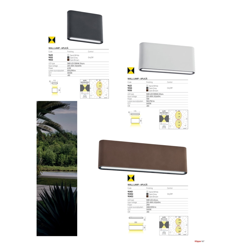 Redo 90452 - LED-Außenwandleuchte KLIPPE LED/24W/230V 3000K IP54 Anthrazit