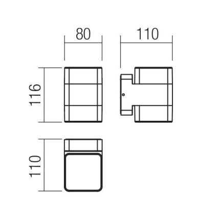 Redo 90492 - LED-Wandleuchte für den Außenbereich TOK LED/14,8W/230V IP44 anthrazit