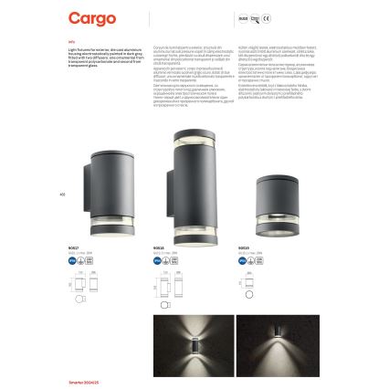 Redo 90518 - Outdoor-Wandleuchte CARGO 2xGU10/28W/230V IP54 anthrazit