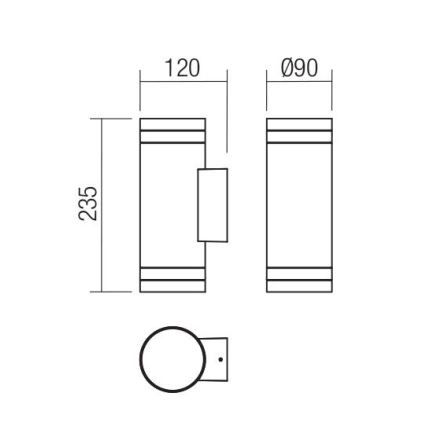 Redo 90518 - Outdoor-Wandleuchte CARGO 2xGU10/28W/230V IP54 anthrazit