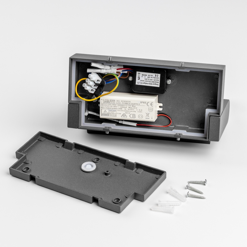 Redo 90587 - LED-Outdoor-Wandleuchte mit Sensor FLIP LED/20W/230V CRI 90 3000K IP54 anthrazit