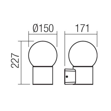 Redo 90640 - Outdoor-Wandleuchte BULK 1xE27/28W/230V IP44 anthrazit
