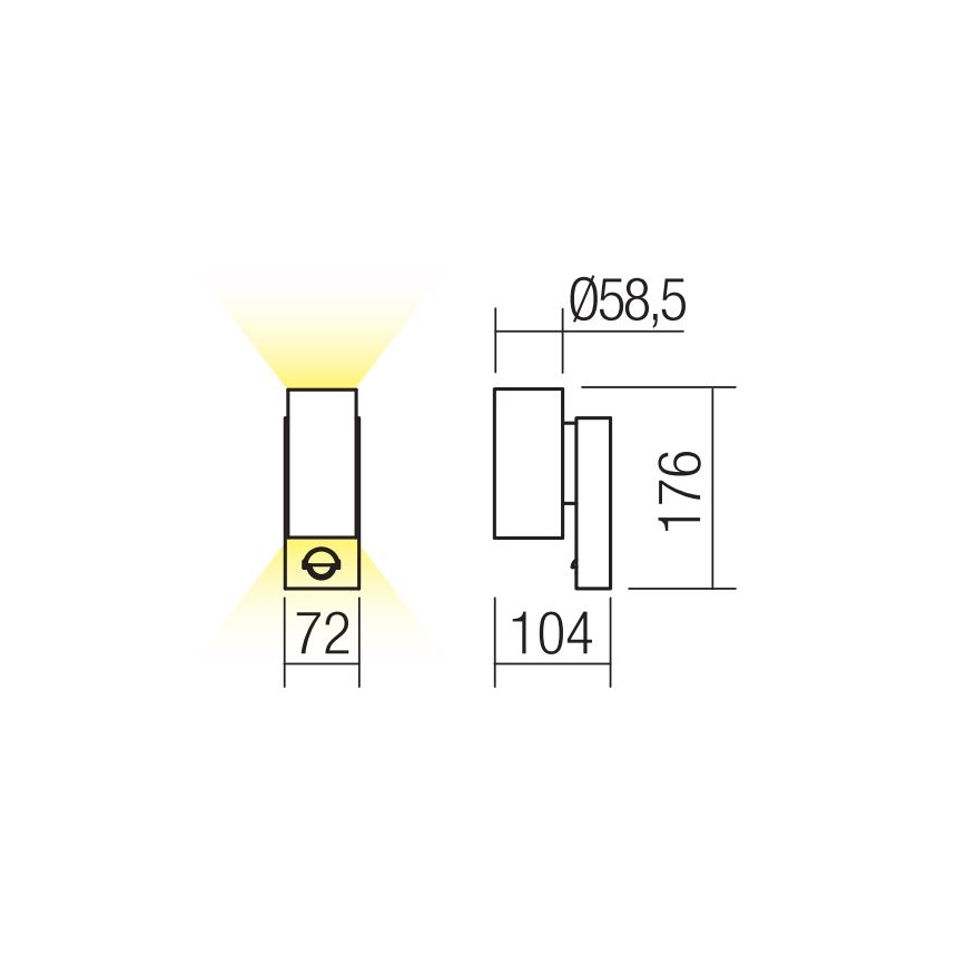Redo 9453 - LED Außen-Wandleuchte mit Sensor VINCE 2xLED/3W/230V IP54 Anthrazit