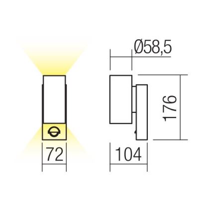 Redo 9455 - LED-Außenwandleuchte mit Sensor VINCE 2xLED/3W/230V IP54 braun