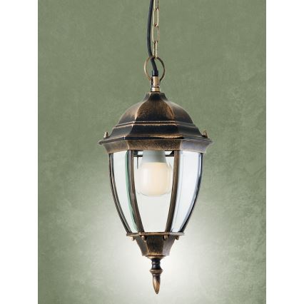 Redo 9607 - Outdoor-Hängeleuchte an Kette SEVILLA 1xE27/42W/230V IP44 golden/Patina