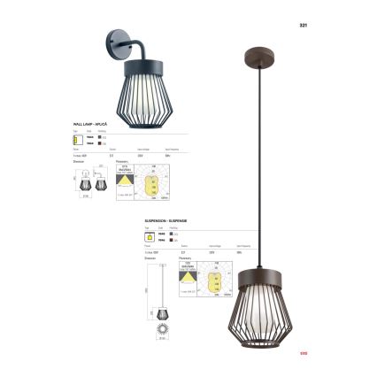 Redo 9843 - Outdoor-Wandlampe TITTI 1xE27/42W/230V IP44 anthrazit