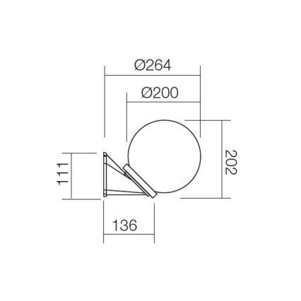 Redo 9866 - Außen Wandbeleuchtung SFERA 1xE27/28W/230V IP44