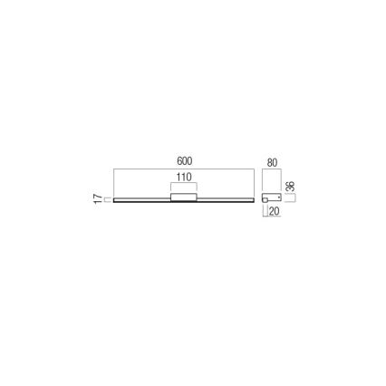 Redo01-3270 - LED-Spiegelbeleuchtung für Badezimmer ASTON LED/12W/230V 60 cm CRI 90 IP44 schwarz