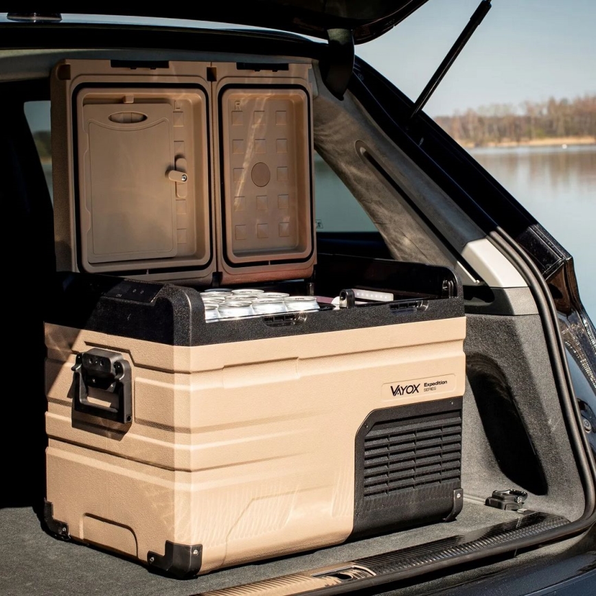 Reise-Kühlbox mit LCD-Anzeige 39 l 230V/12V/24V braun