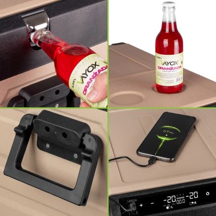 Reise-Kühlbox mit LCD-Anzeige 39 l 230V/12V/24V braun