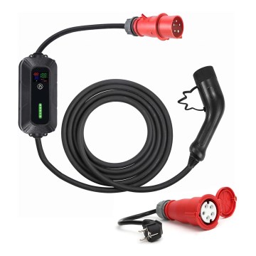 Reiseladestation für Elektroautos EV/PHEV AC Typ 2 16A/400V 22kW IP55 7m + Adapter 230V 3,7kW + Behälter