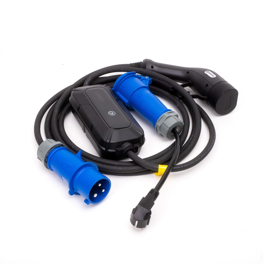 Reiseladestation für Elektroautos EV/PHEV AC Typ 2 32A/230V 7,4kW IP55 5m + Adapter 230V 3,7kW + Tasche