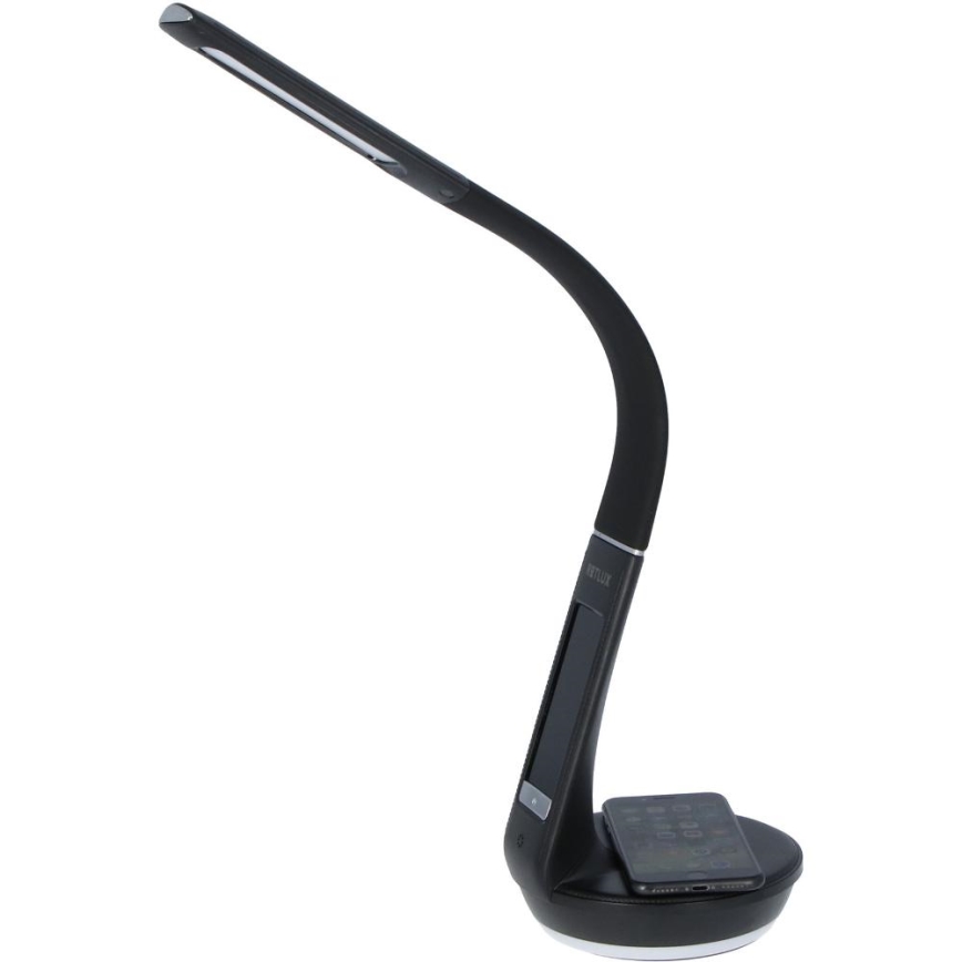 Dimmbare LED-Tischleuchte mit kabelloser Qi-Aufladung 5W und Anzeige LED/6W/230V/1xCR2032 3000/4000/6000K schwarz
