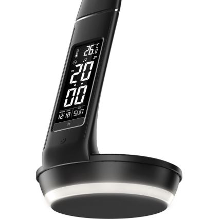 Dimmbare LED-Tischleuchte mit kabelloser Qi-Aufladung 5W und Anzeige LED/6W/230V/1xCR2032 3000/4000/6000K schwarz