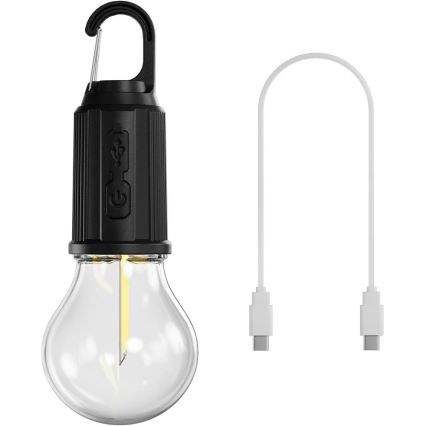 Retlux - dimmbare, wiederaufladbare LED-Taschenlampe LED/0,3W/USB 400 mAh IP44 schwarz