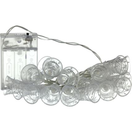 LED-Lichterkette mit 20 LEDs, batteriebetrieben (3× AA), warmweiß, 2,2 m, Glöckchen