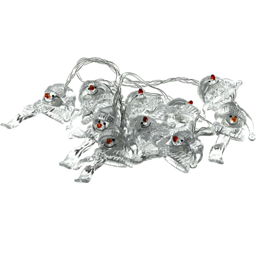 LED-Lichterkette 10 LEDs / 2×AA / warmweiß / 1,65 m – Schneemänner