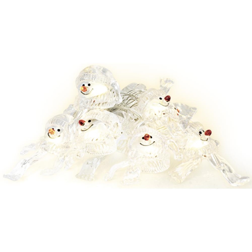 LED-Lichterkette 10 LEDs / 2×AA / warmweiß / 1,65 m – Schneemänner