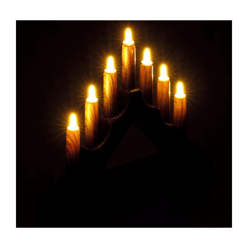 LED-Weihnachtskerzenständer 7xLED/2xAA warmweiß