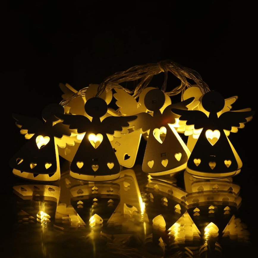 LED-Weihnachtskette 10xLED/2xAA/warmweiß 2m Engel