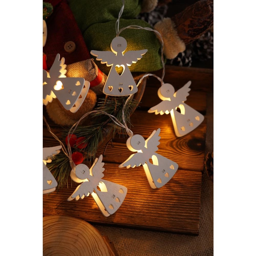 LED-Weihnachtskette 10xLED/2xAA/warmweiß 2m Engel