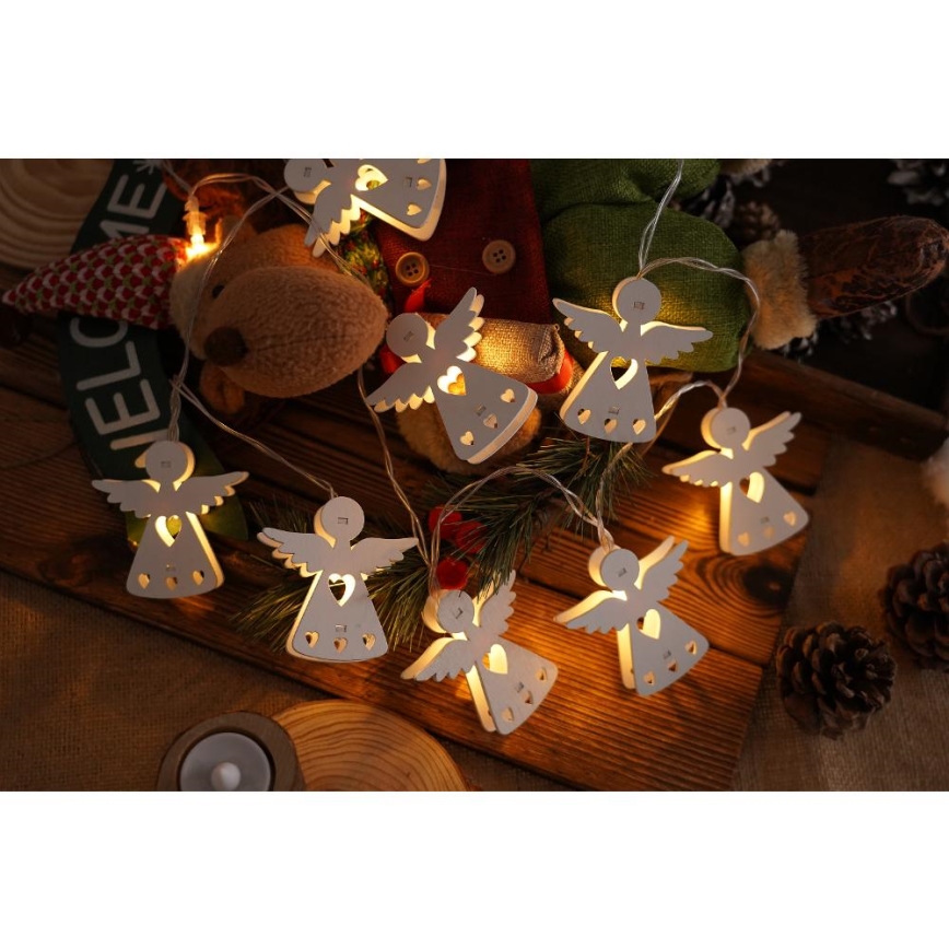 LED-Weihnachtskette 10xLED/2xAA/warmweiß 2m Engel