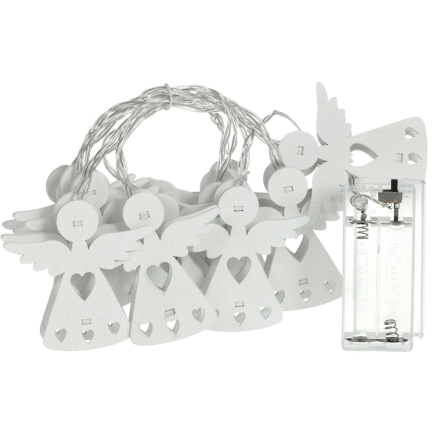 LED-Weihnachtskette 10xLED/2xAA/warmweiß 2m Engel