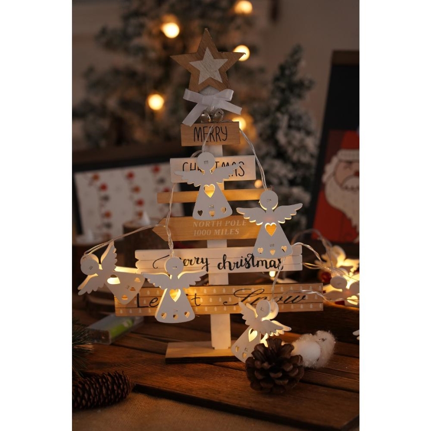 LED-Weihnachtslichterkette 10xLED/2xAA/warmweiβ 2m Engel