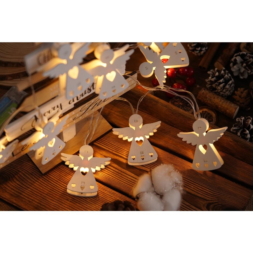 LED-Weihnachtslichterkette 10xLED/2xAA/warmweiβ 2m Engel