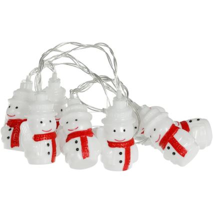 LED-Weihnachtslichterkette 20xLED/3xAA/warmweiβ 3,3m Schneemann