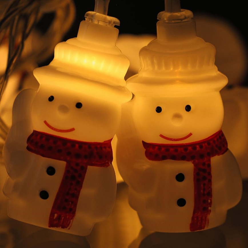 LED-Weihnachtslichterkette 20xLED/3xAA/warmweiβ 3,3m Schneemann