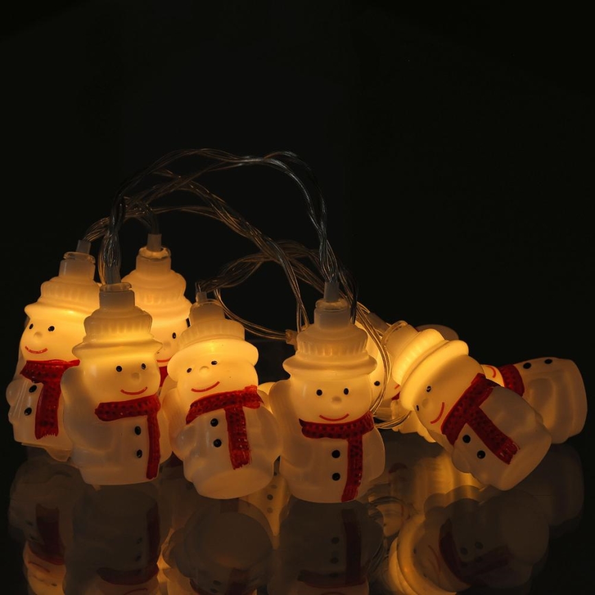 LED-Weihnachtslichterkette 20xLED/3xAA/warmweiβ 3,3m Schneemann