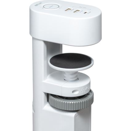 Steckdosenleiste mit Tischklemme 3x Steckdosen (Typ E) + 2x USB-A + 1x USB-C 1,5 m, weiß