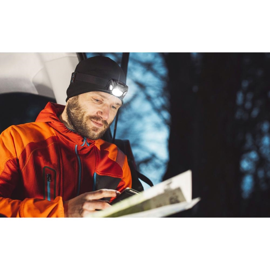 Wiederaufladbare LED-Stirnlampe 3W/1200 mAh IP44 schwarz