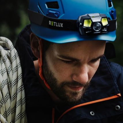 Wiederaufladbare LED-Stirnlampe mit Sensor, 3 W, 900 mAh, IP44, schwarz