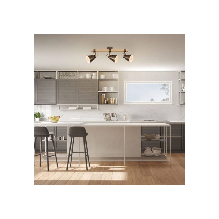 RETRO-Spotleuchte 3xE27/40W/230V braun